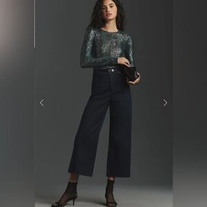 The Colette High-Rise Cropped Wide-Leg Jeans by Maeve: Sparkle Edition